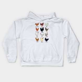 Different chickens - chicken breeds Kids Hoodie